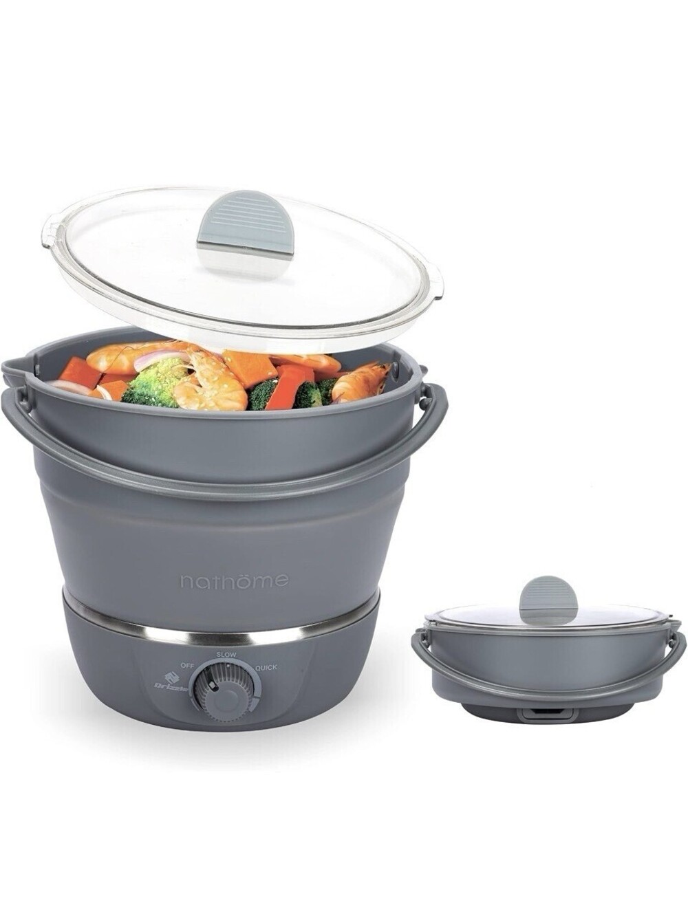 Foldable Electric Cooker Travel Hot Pot Dual Voltage 100V-240V Steamer Camping